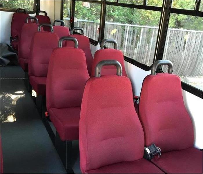 City bus seats after they were cleaned